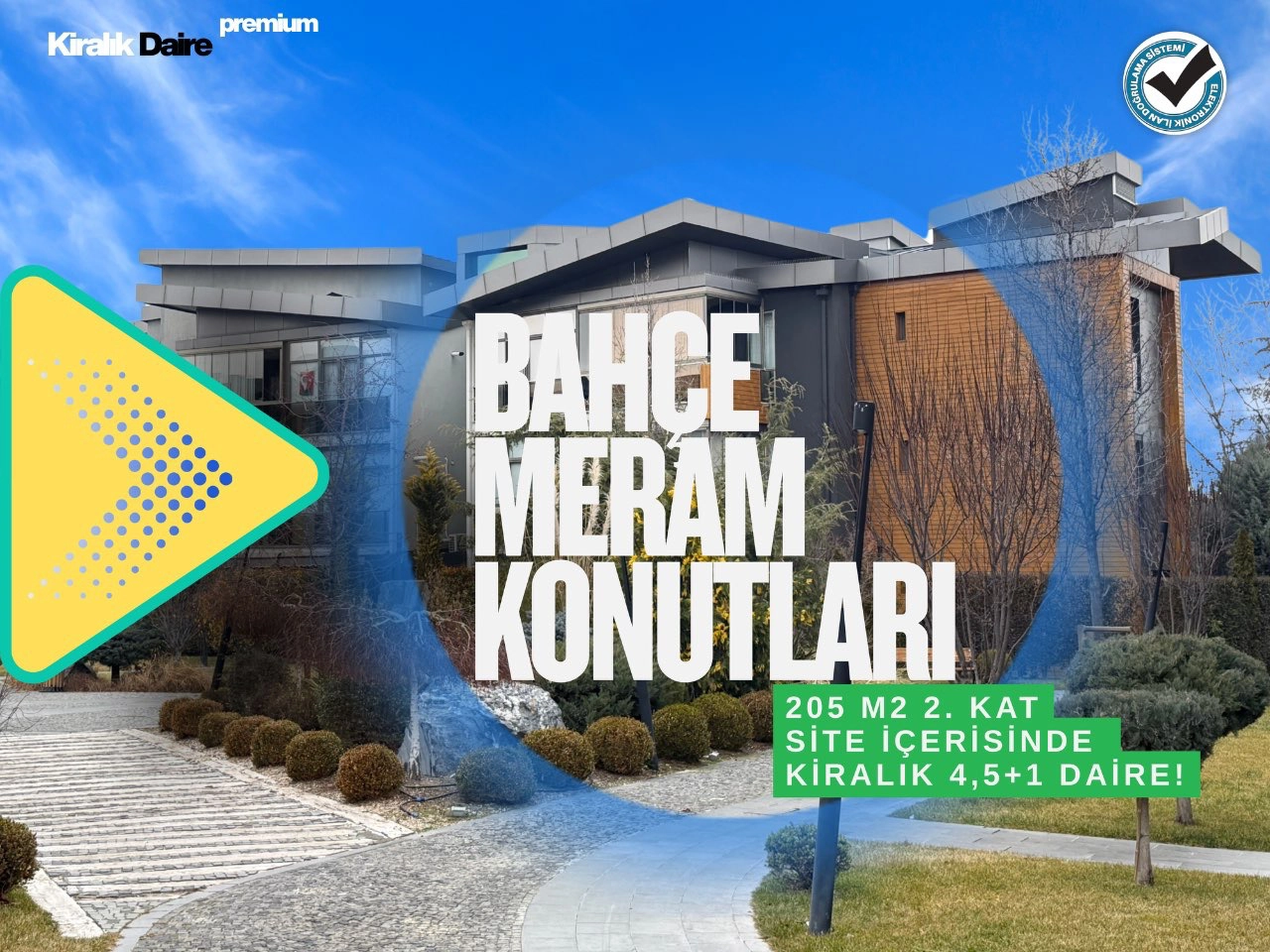 KONYA MERAM OSMANGAZİ MAHALLESİ BAHÇE MERAM KONUTLARI 4,5+1 BAKIMLI KİRALIK EV!